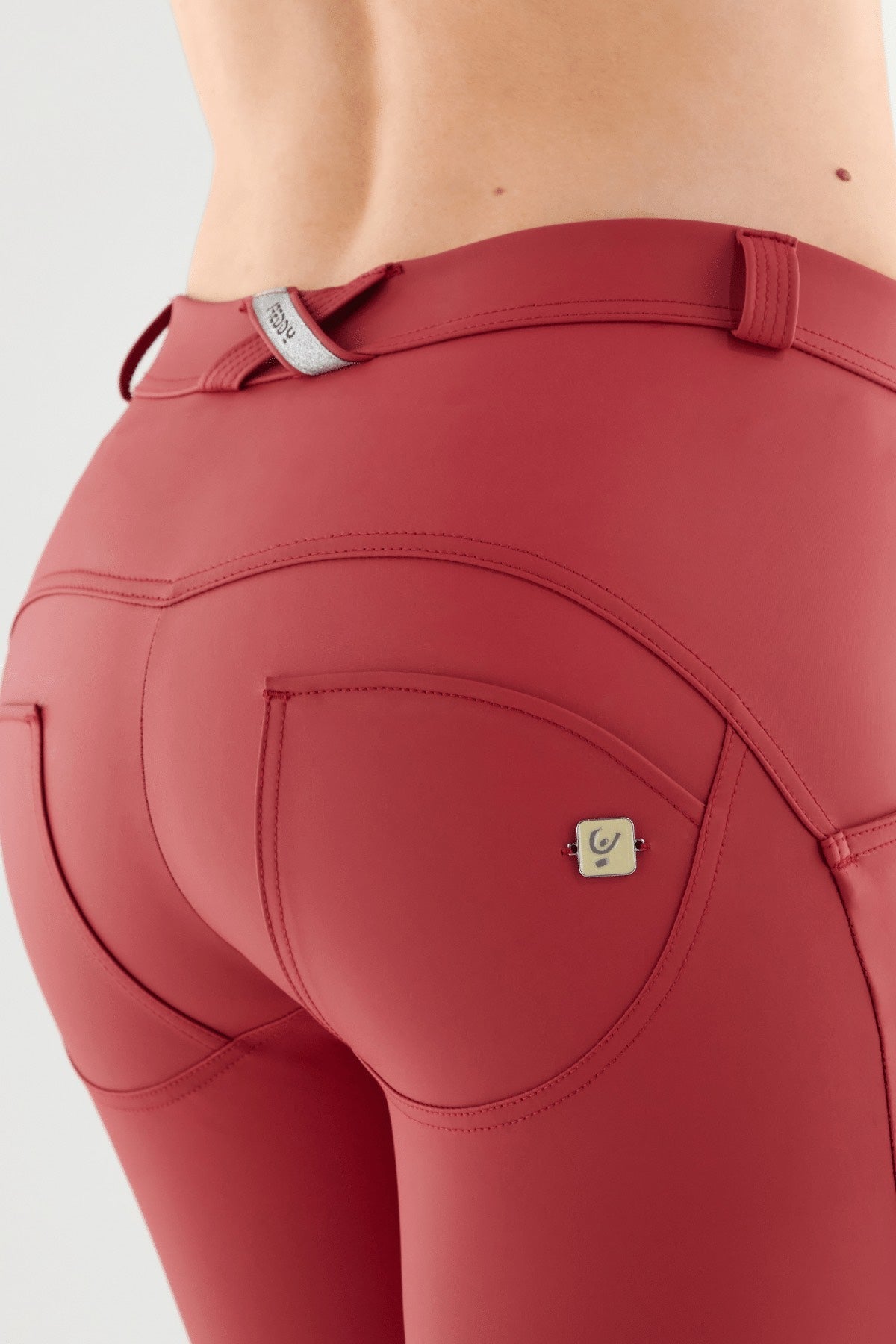 Red Faux Leather Mid Rise Ankle Length