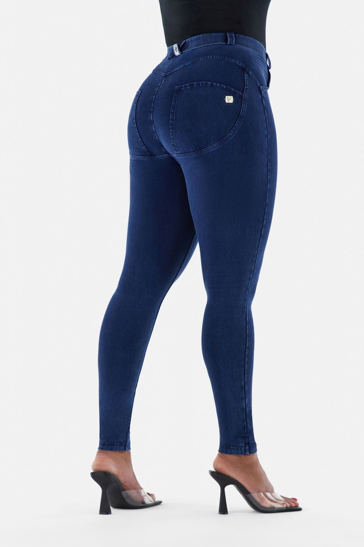 Curvy Dark Denim Blue Stitch Mid Rise Ankle Length