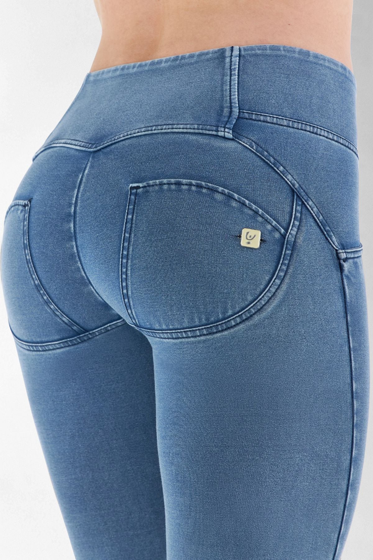 light denim blue stitch 2 button high rise