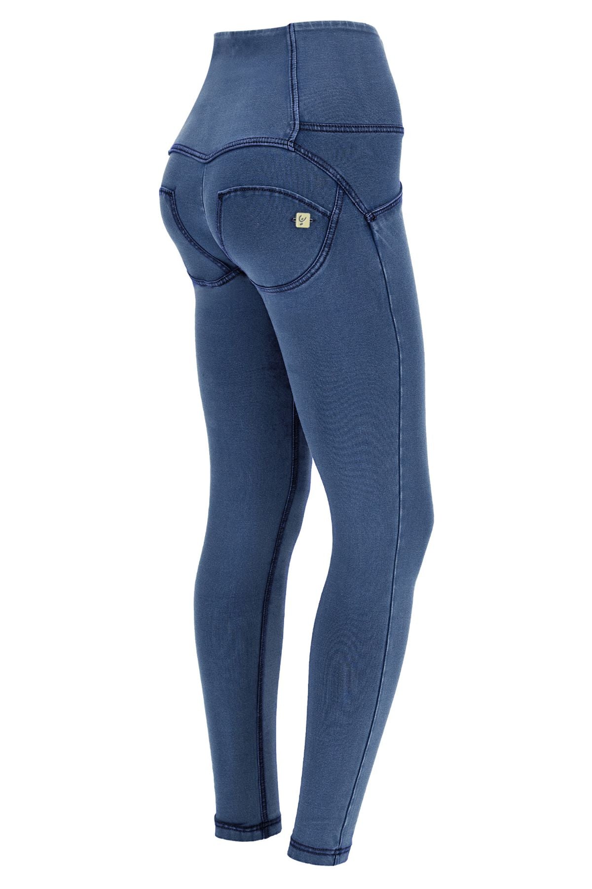 Light Denim Blue Stitch 3 Button High Waist Ankle Length