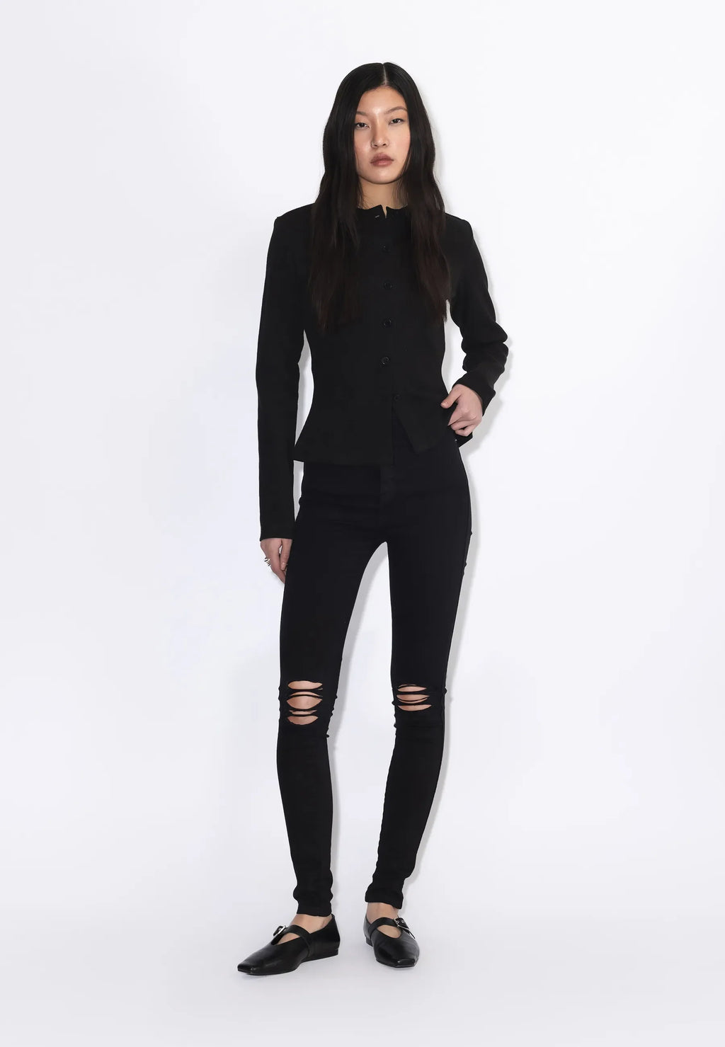 MOXY JEANS - Black Ripped Knees – view 3