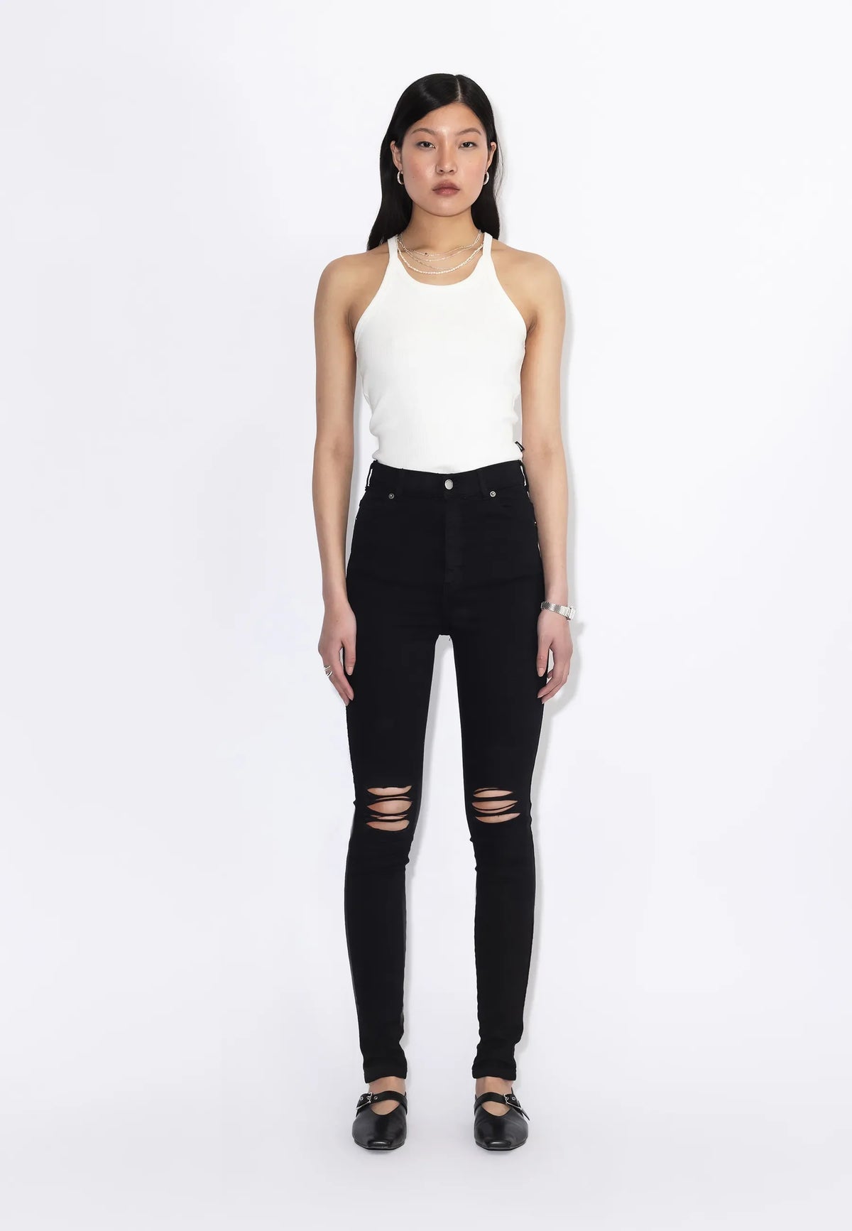 MOXY JEANS - Black Ripped Knees – view 4