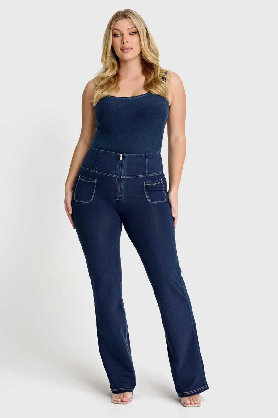 Flare Denim with Pockets High Waist