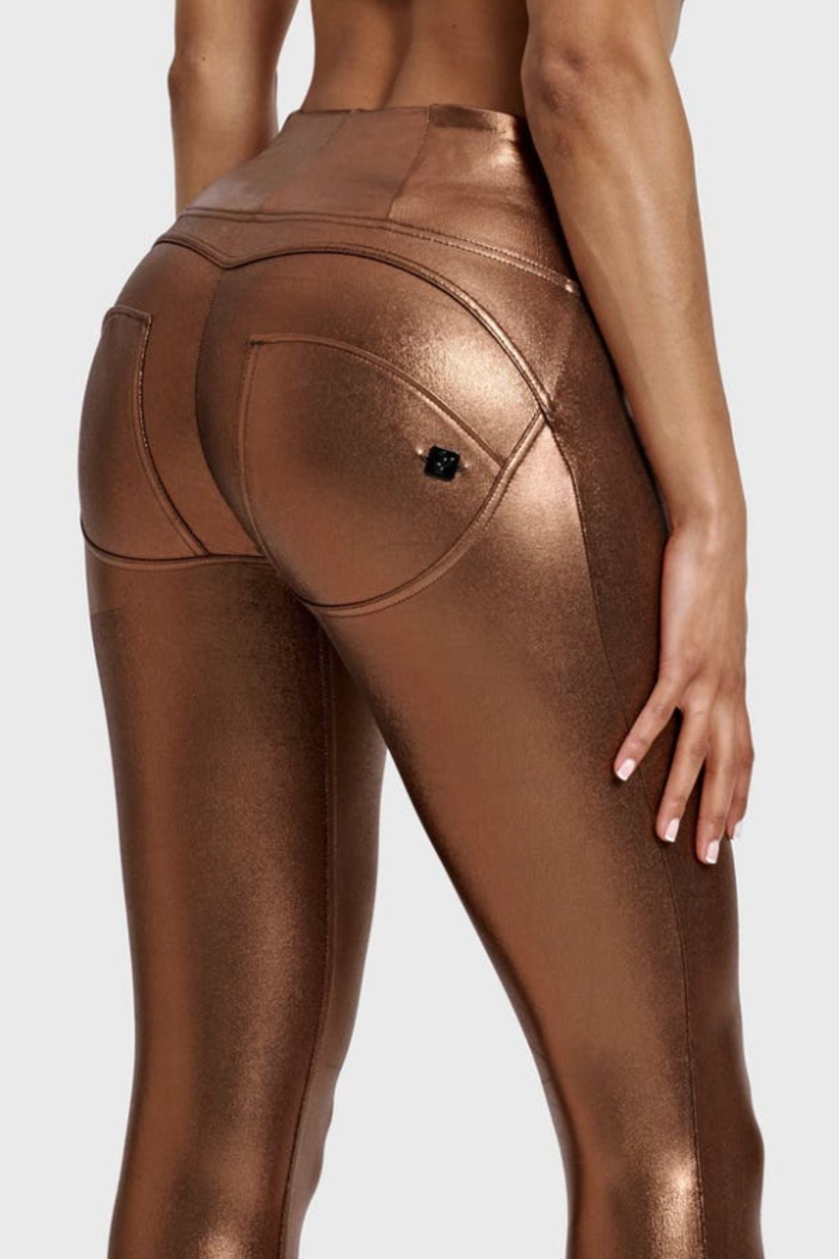 Freddy WR.UP® bronze metallic faux leather high waist trousers – view 5