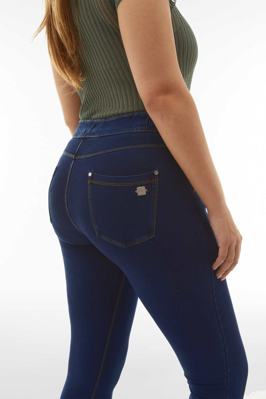 N.O.W Dark Denim Yellow Stitch Full Length