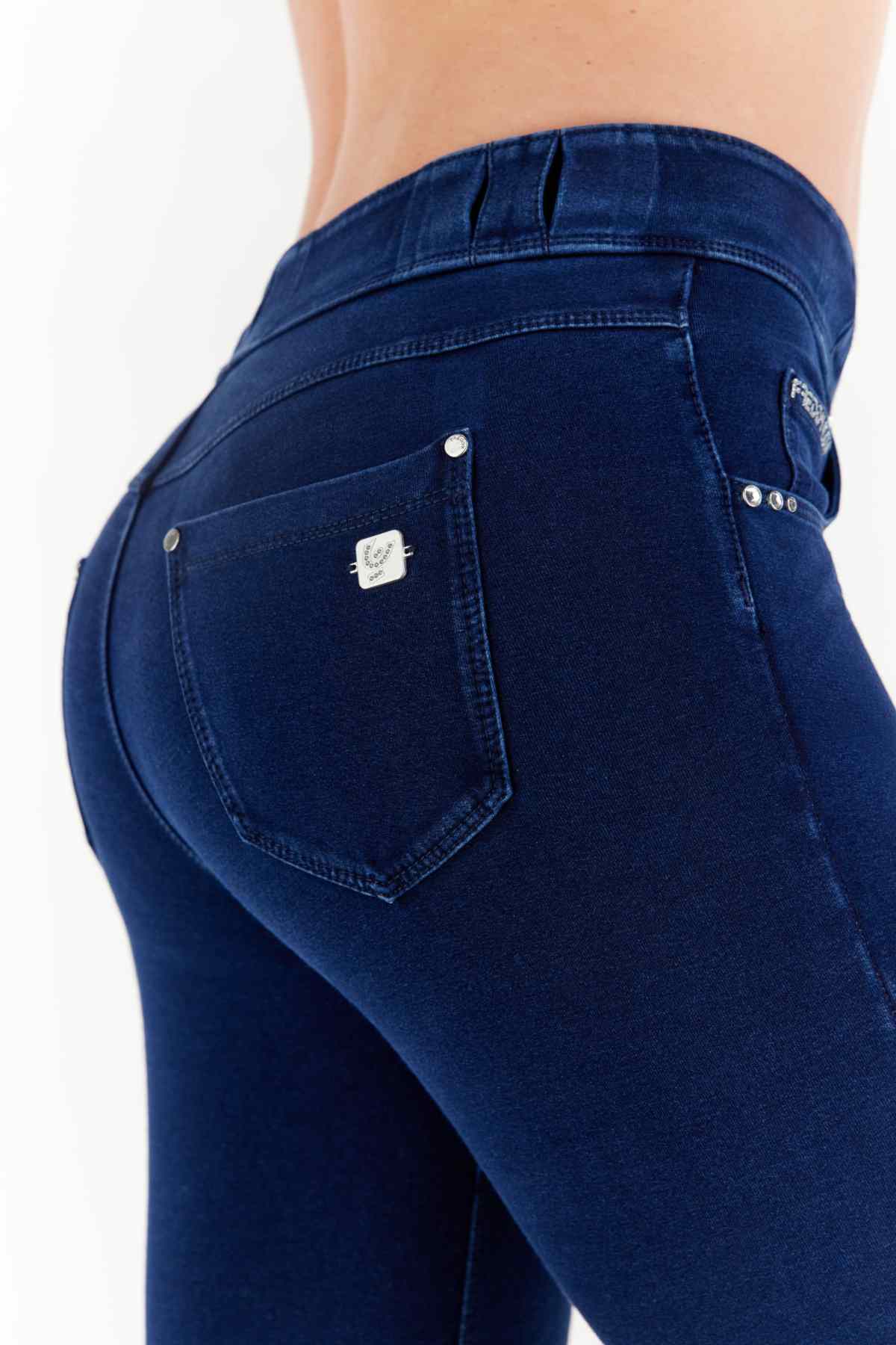 Freddy N.O.W dark denim blue stitch regular rise jeans – view 3