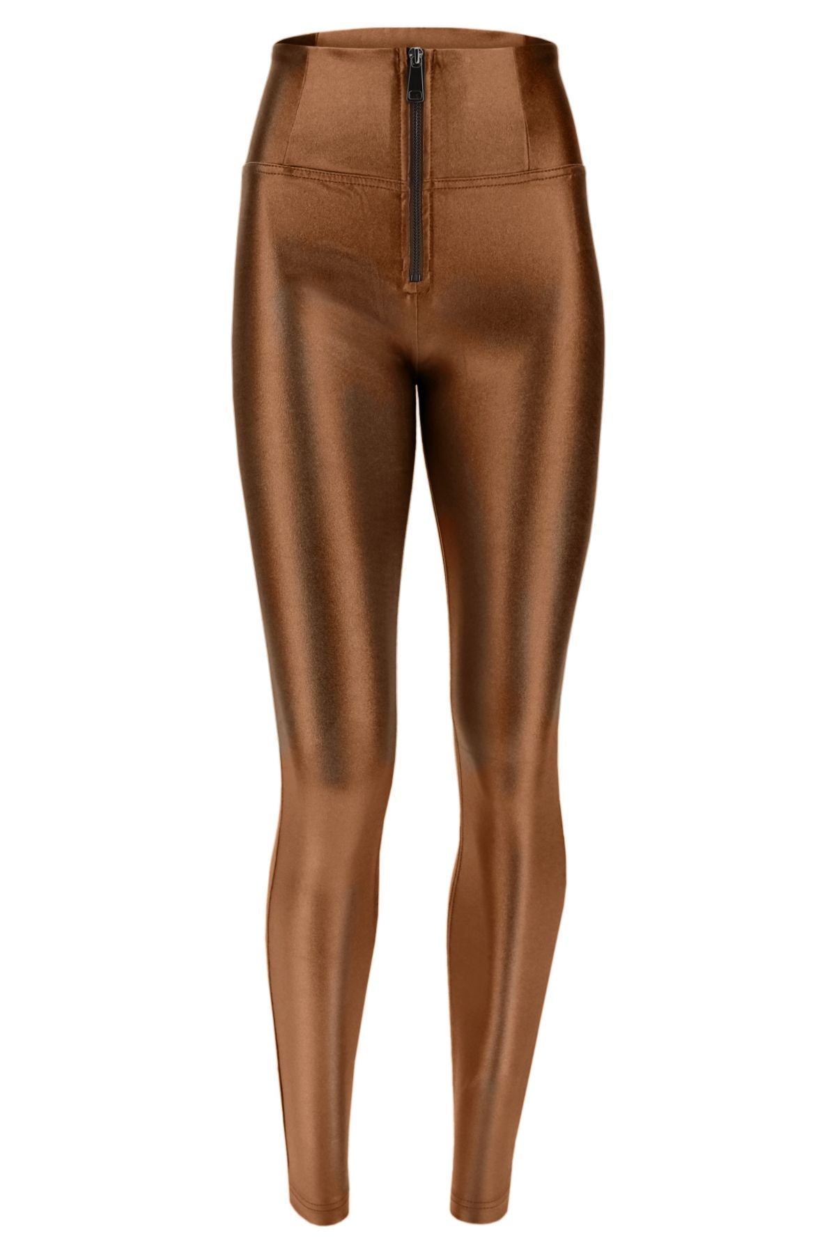 Freddy WR.UP® bronze metallic faux leather high waist trousers – view 3