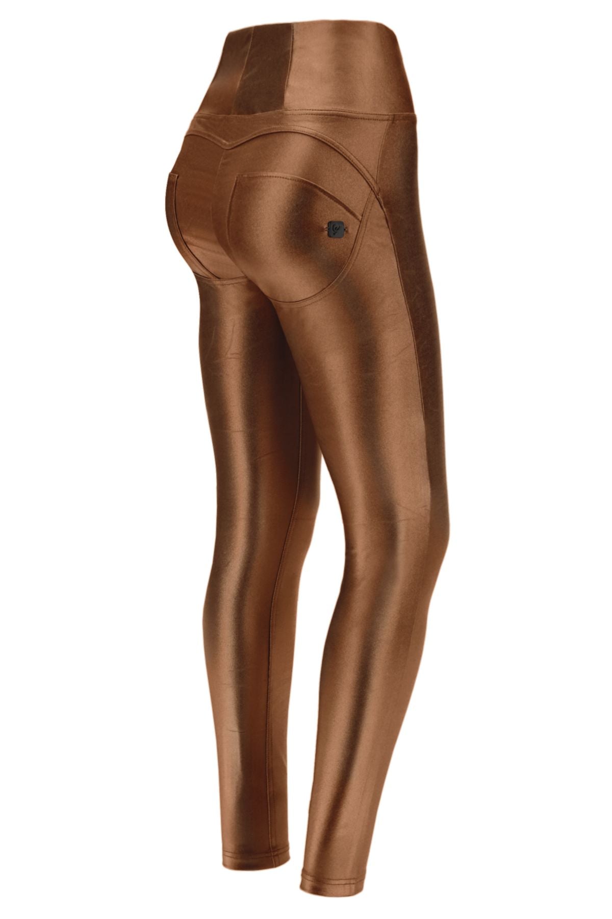 Freddy WR.UP® bronze metallic faux leather high waist trousers – view 2