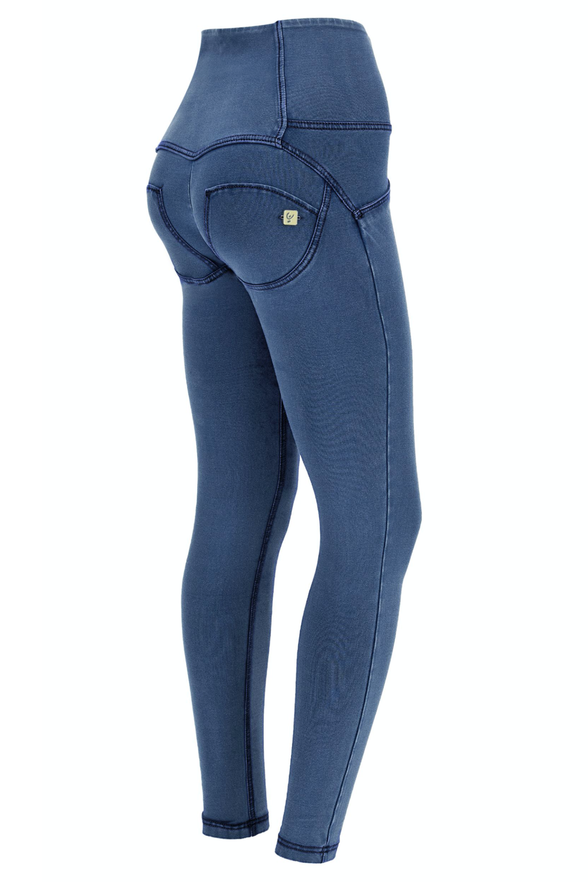 light denim blue stitch 2 button high rise