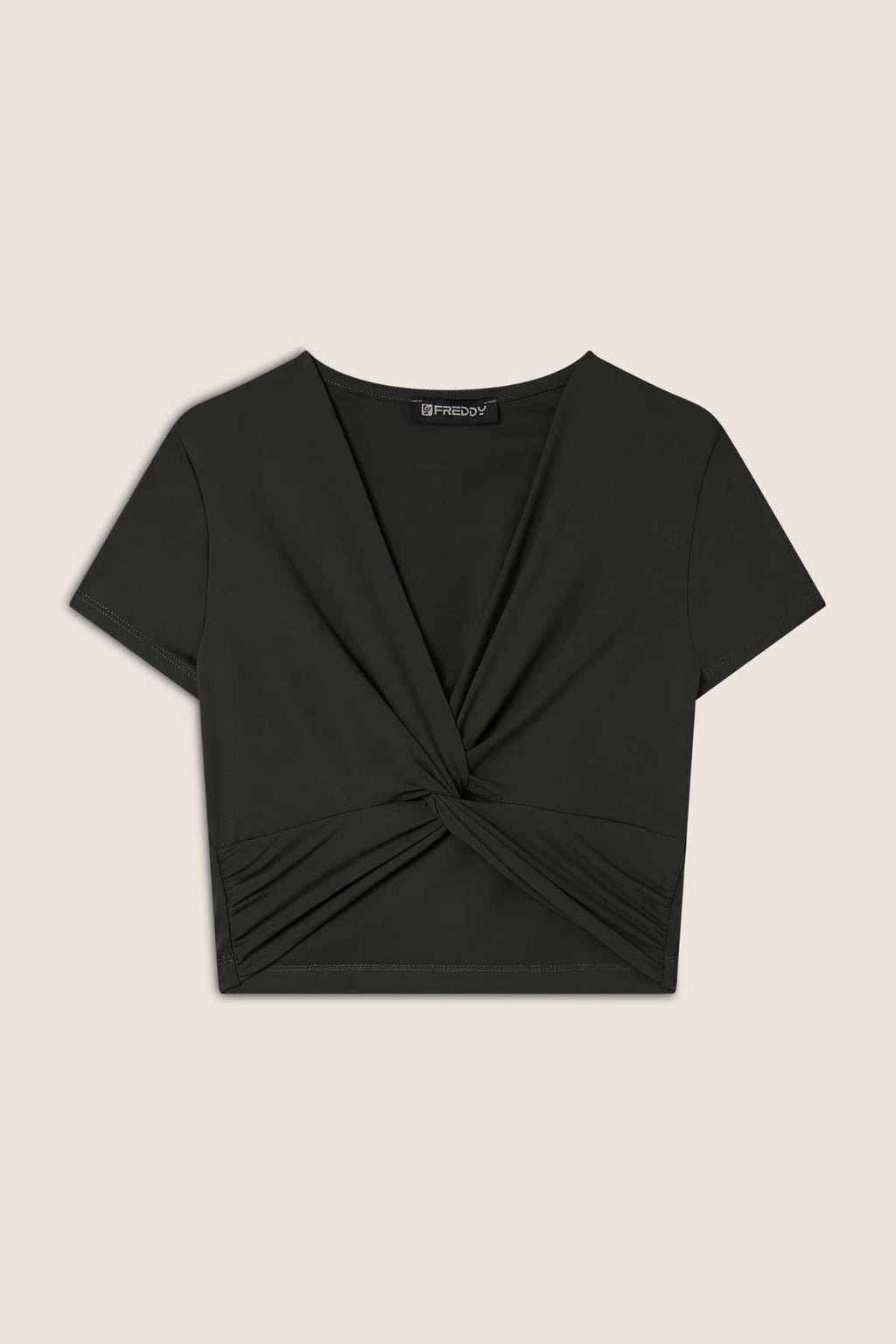 Freddy Active DIWO black cropped t-shirt with twisted front – view 5