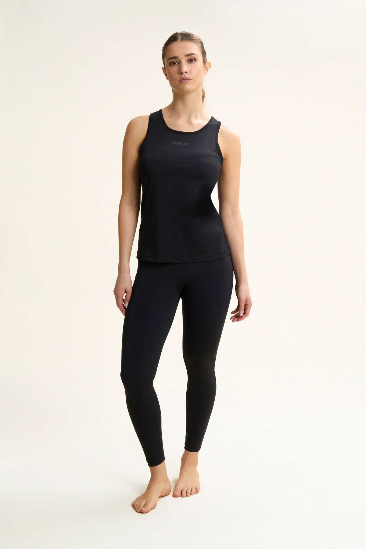 High Rise DIWO Sports Leggings Black & White Crossband Detail Ankle Length