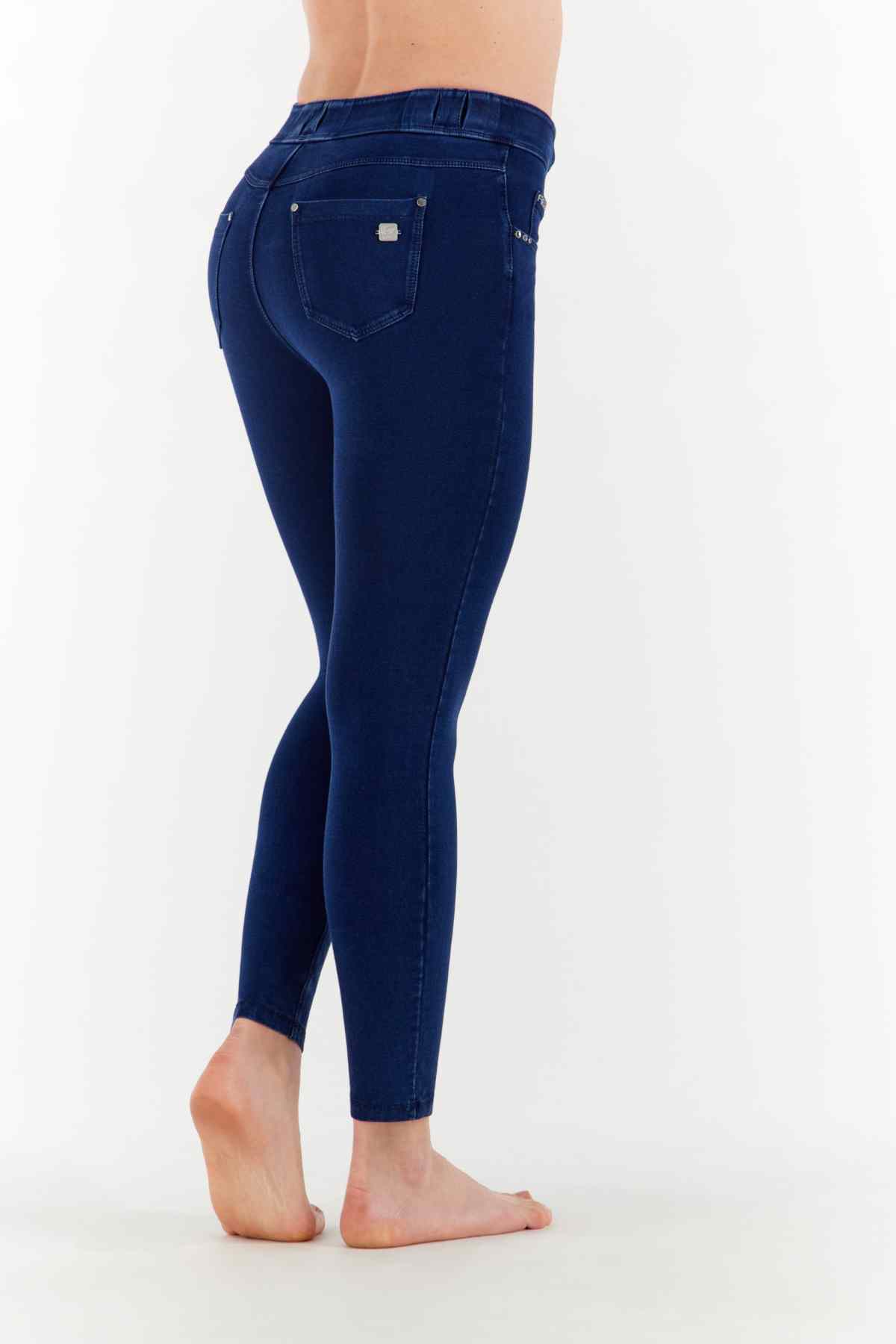 Freddy N.O.W dark denim blue stitch regular rise jeans – view 2