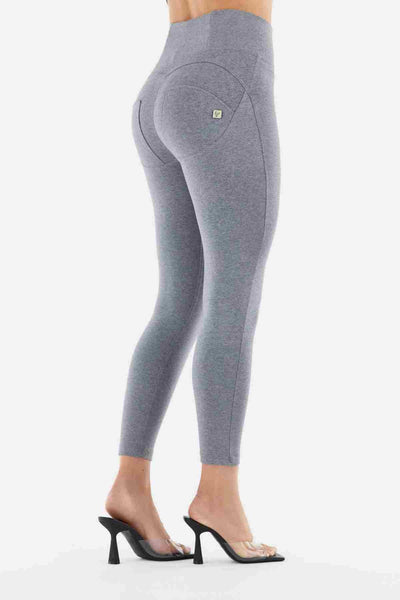 Melange Grey Curvy High Waist Ankle Length