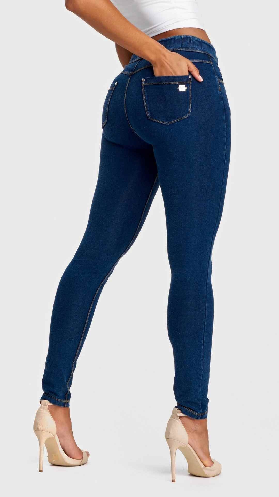 Freddy N.O.W dark denim yellow stitch jeans – view 5