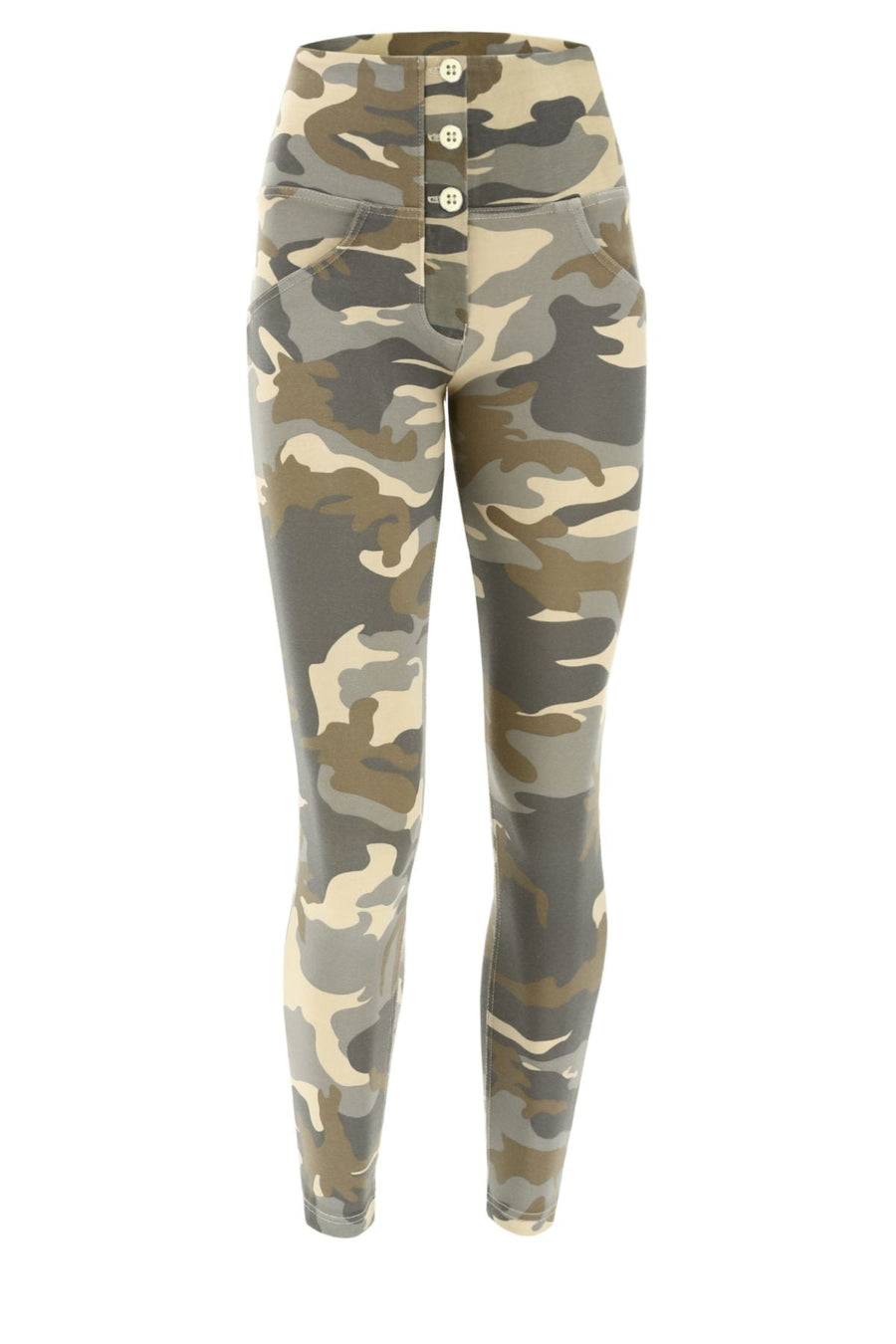 Light Camo 3 button High Waist Ankle Length