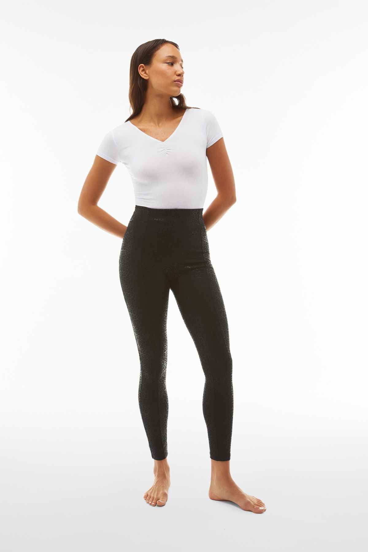 Limited Edition Black Cheetah Animal Print Super High Waist Full-Length Metallic Pants