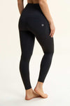 High Rise DIWO Sports Leggings Black & White Crossband Detail Ankle Length