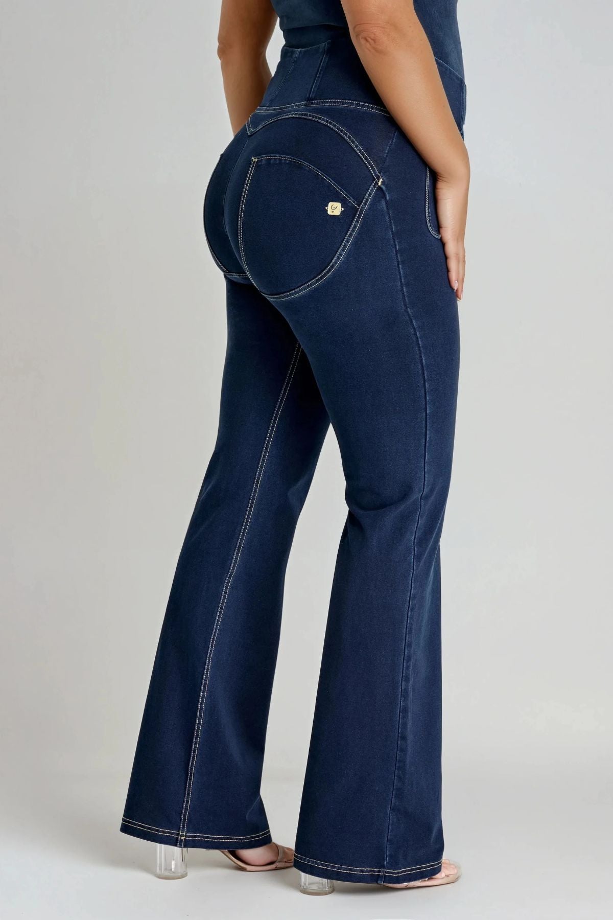 Denim Flares with Pockets High Waist