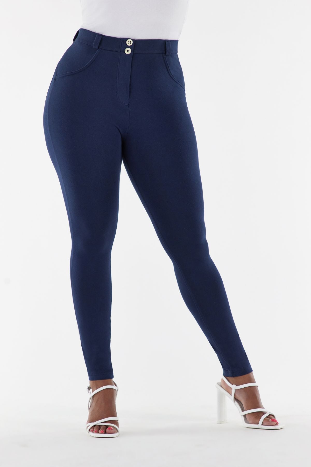 Freddy WR.UP® curvy fit navy cotton mid rise ankle trousers – view 3