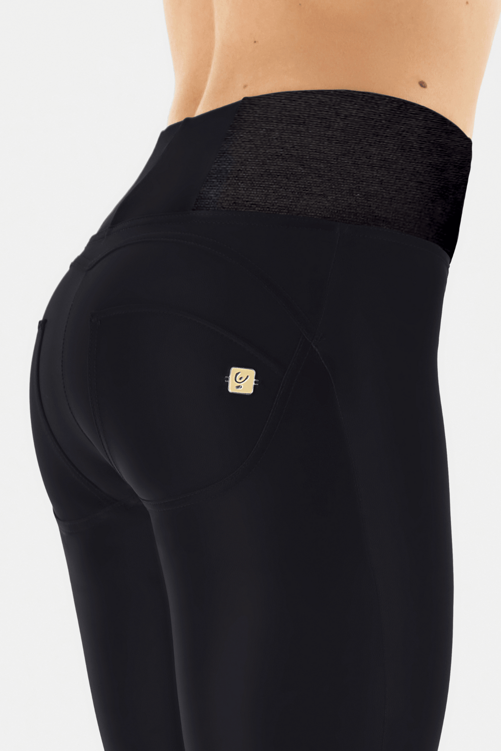 Freddy DIWO Pro black high rise ankle trousers with contouring side panels – view 2