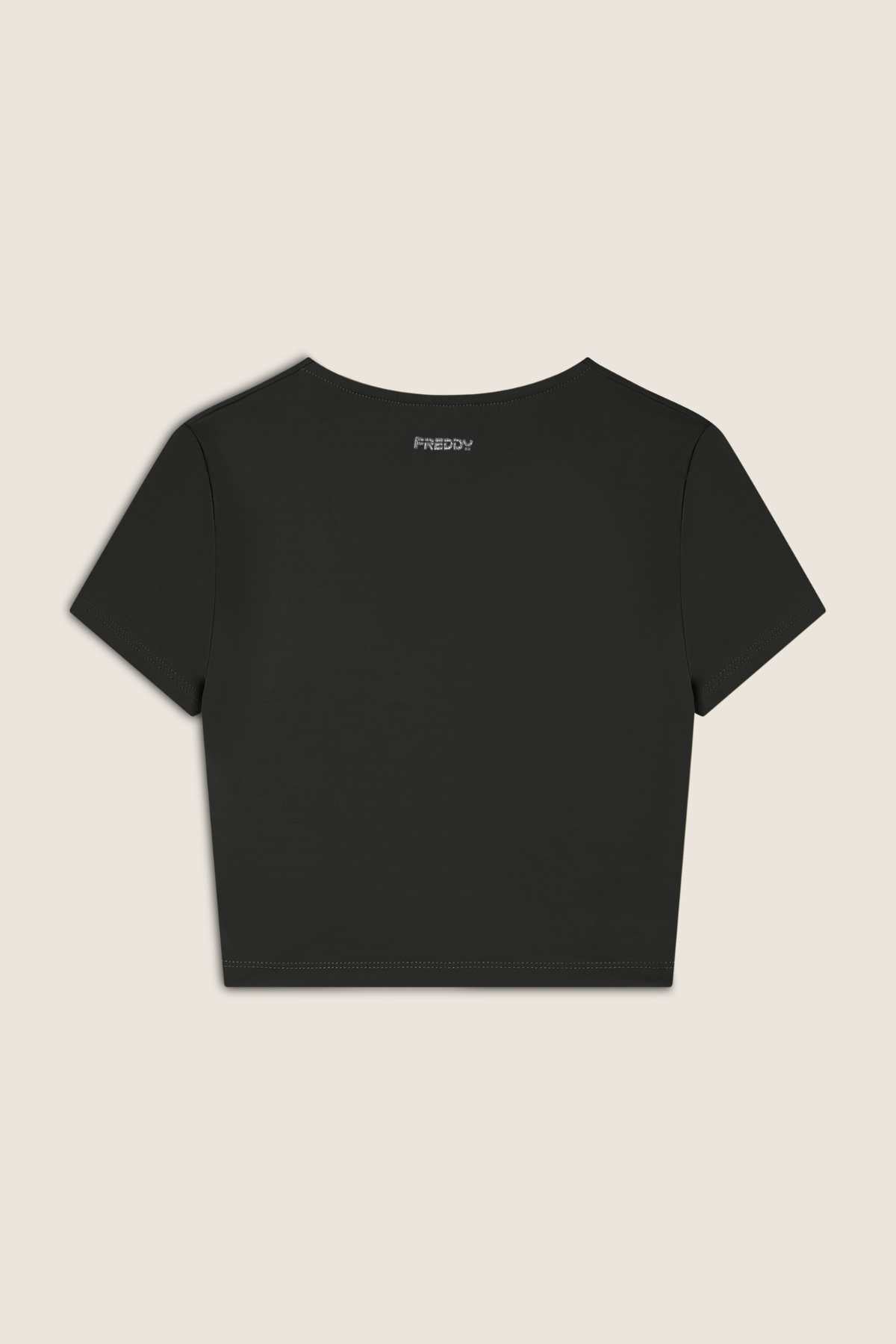 Freddy Active DIWO black cropped t-shirt with twisted front – view 6