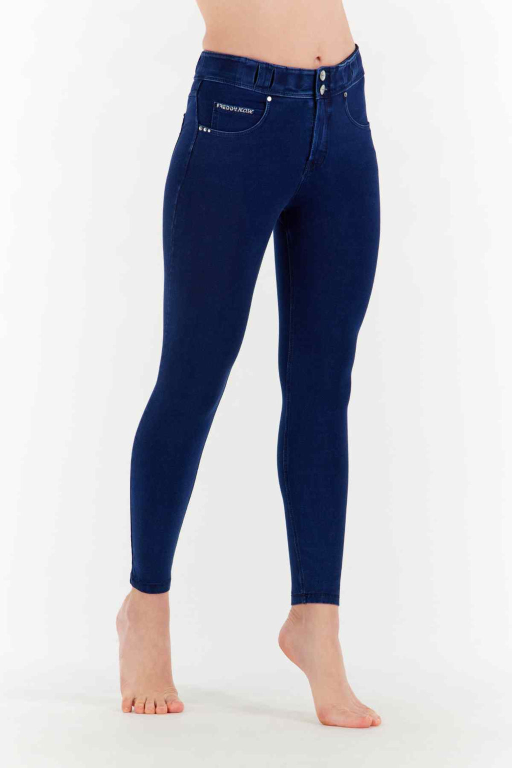 Freddy N.O.W dark denim blue stitch regular rise jeans – view 4