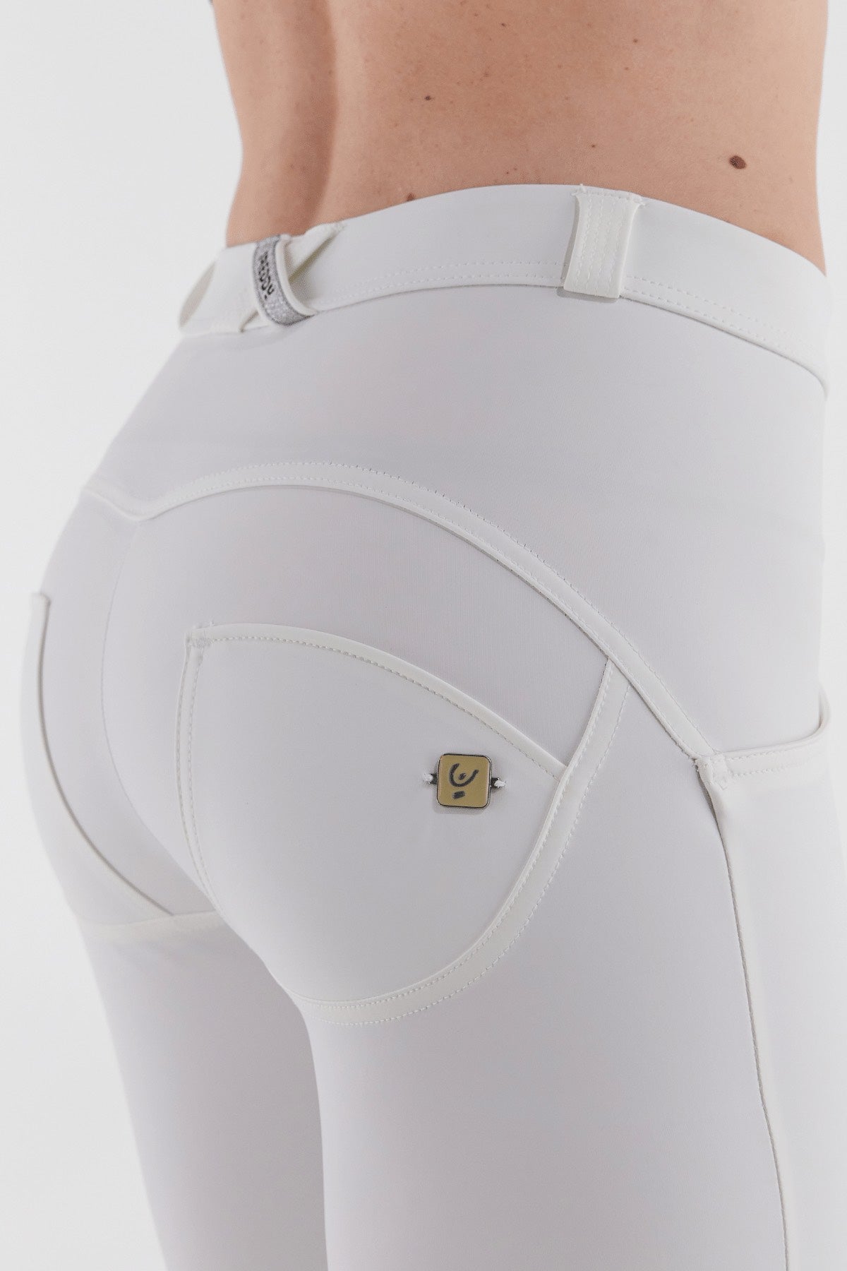 White ankle length Faux Leather Mid Rise Organic Super Skinny