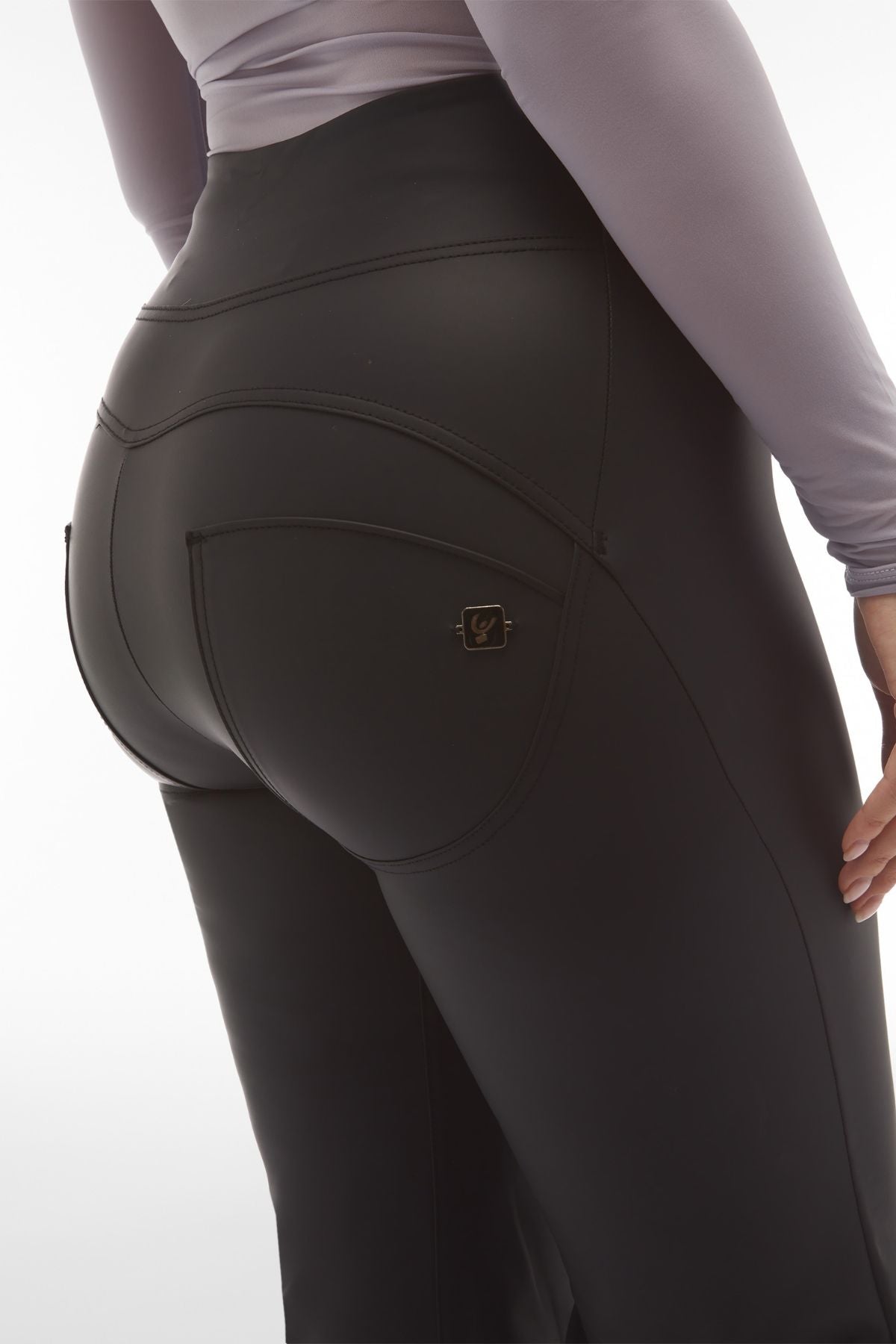 Black Flare Faux Leather Super High Waist Full Length