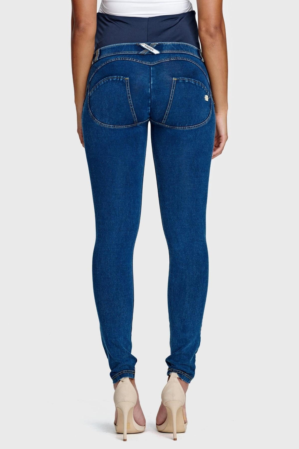 Freddy WR.UP® maternity dark denim yellow stitch jeans – view 5
