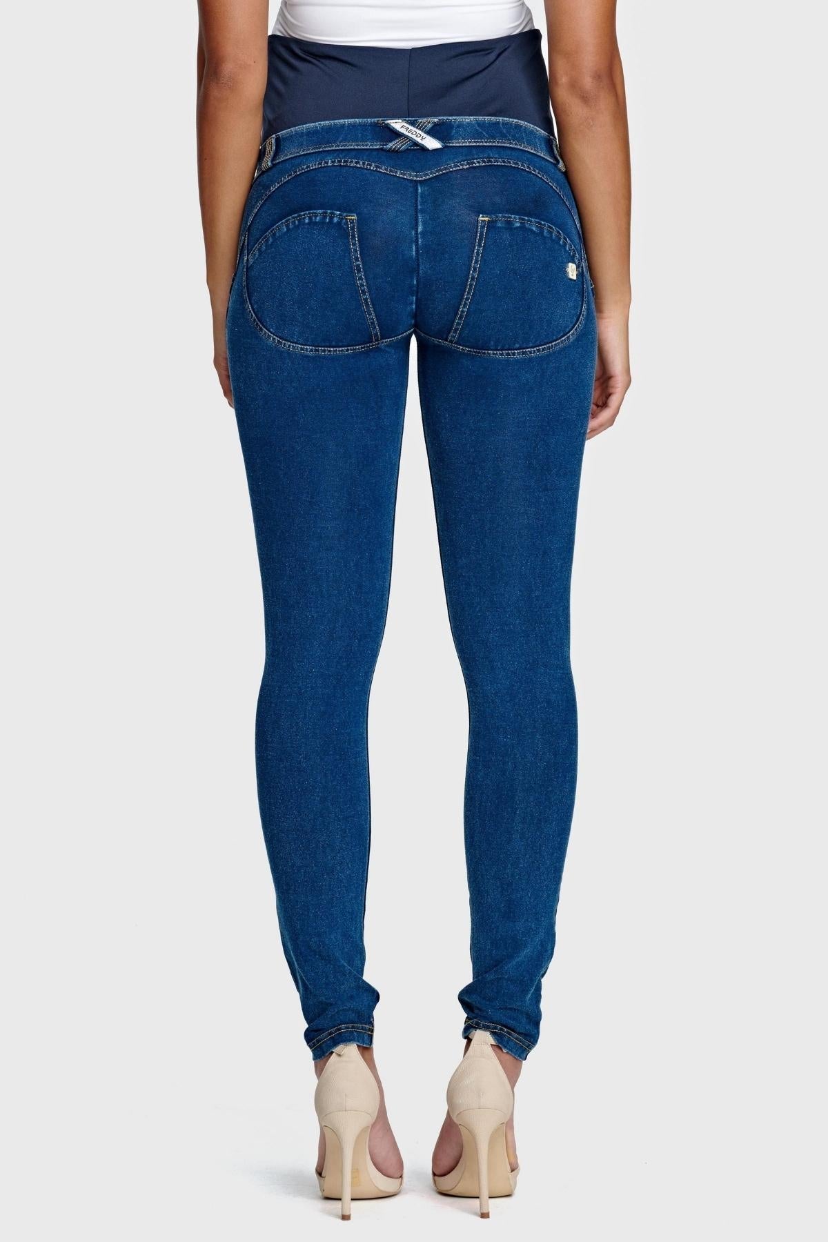Freddy WR.UP® maternity dark denim yellow stitch jeans – view 5