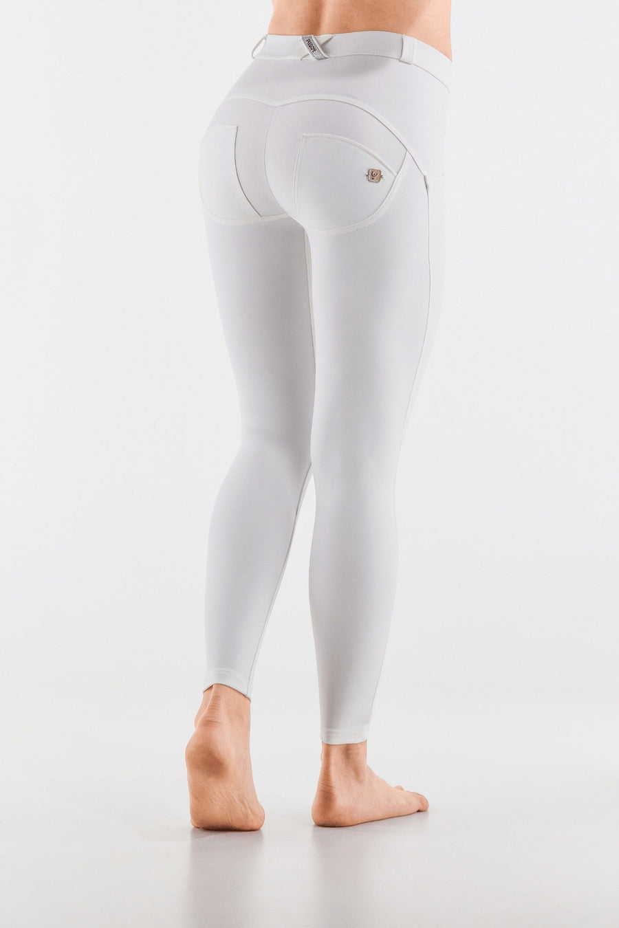 white faux leather mid rise freddy jeans 