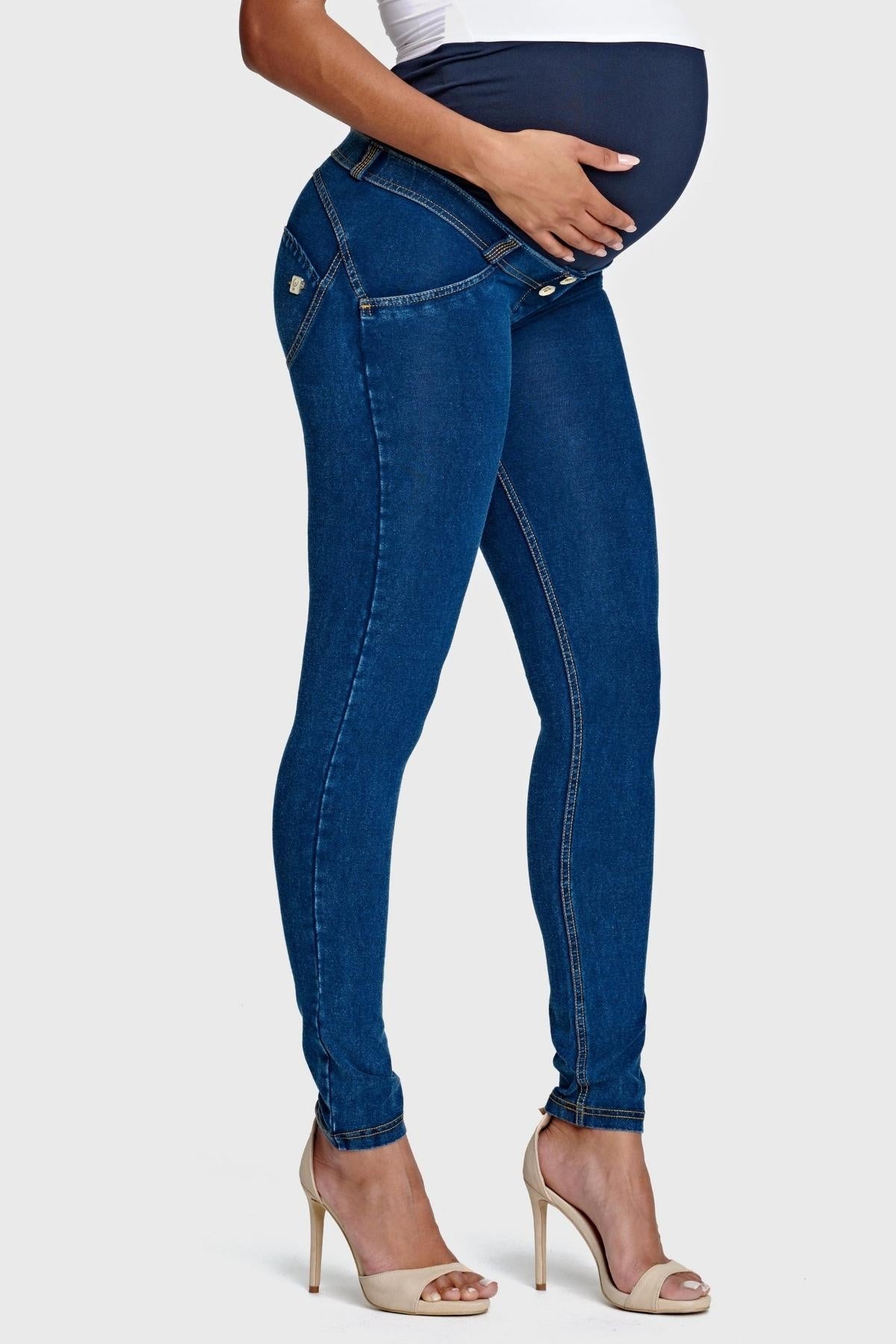 Freddy WR.UP® maternity dark denim yellow stitch jeans – view 6