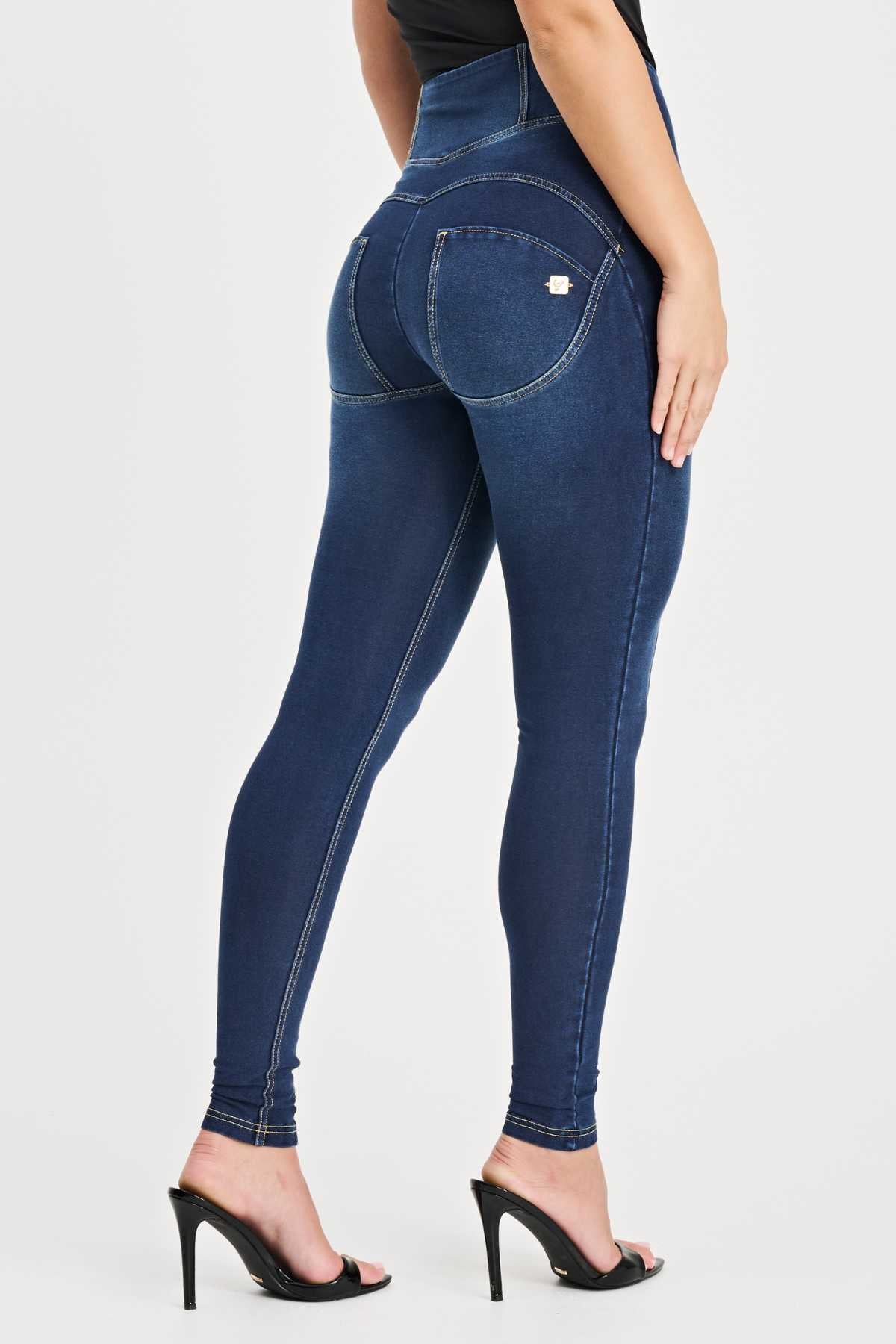 Freddy limited edition denim high waist trousers with central seam and gold zip – view 5