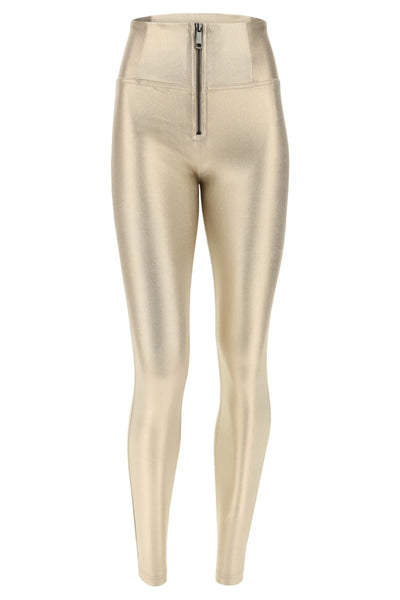 Gold Metallic Faux Leather High Waist Full Length