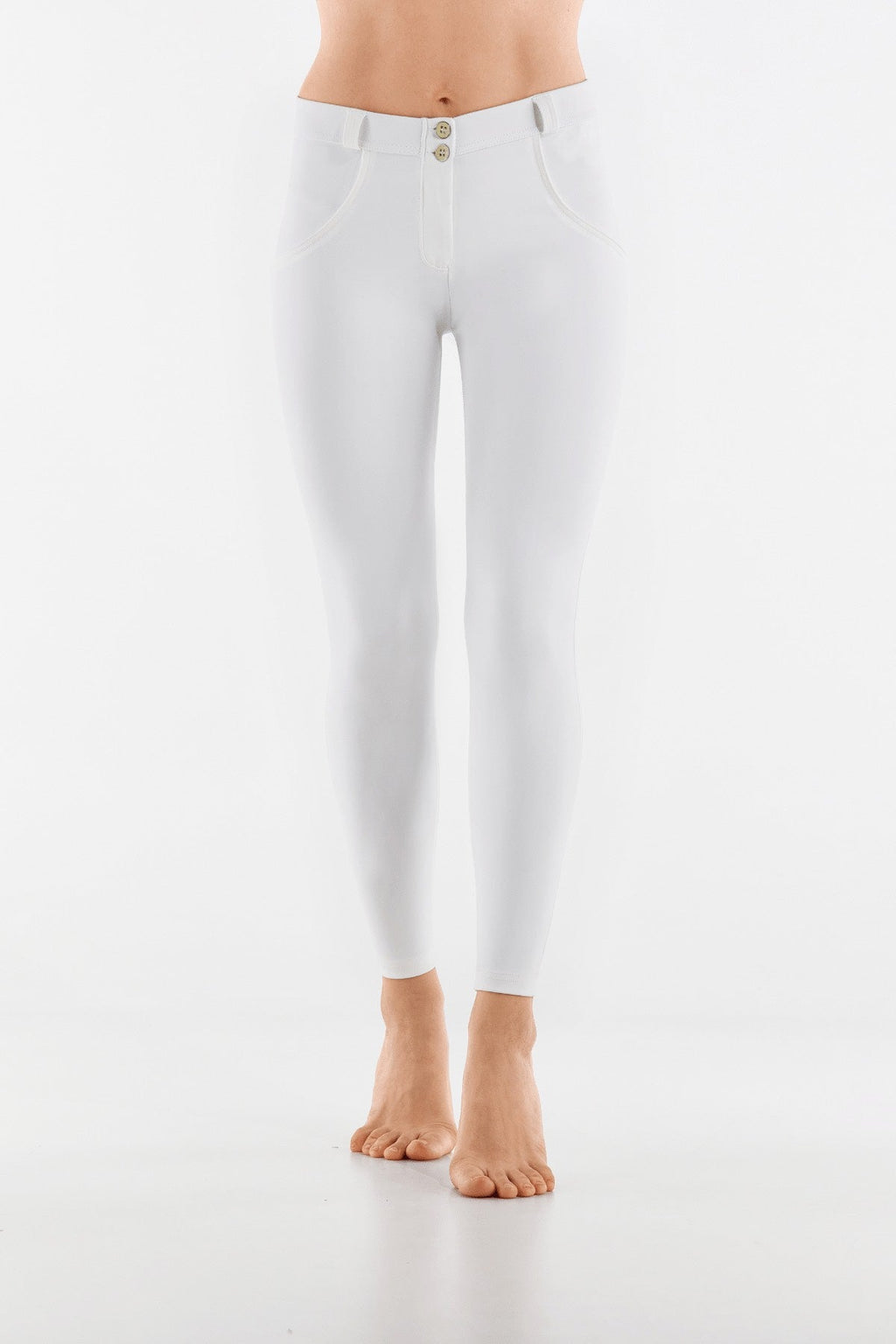Freddy WR.UP® white faux leather mid rise full length trousers – view 4