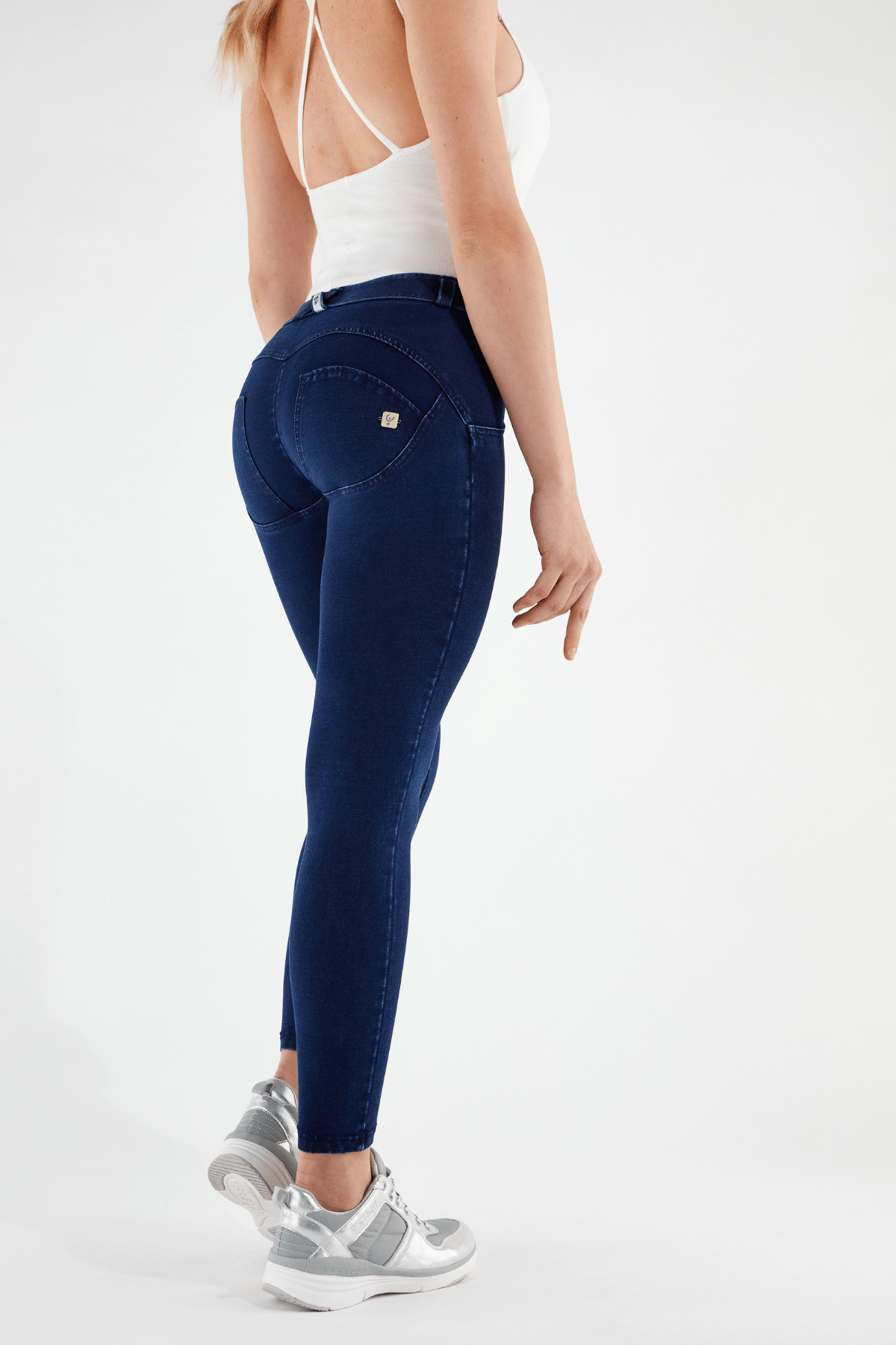 Freddy WR.UP® dark denim blue stitch mid rise ankle jeans – view 2