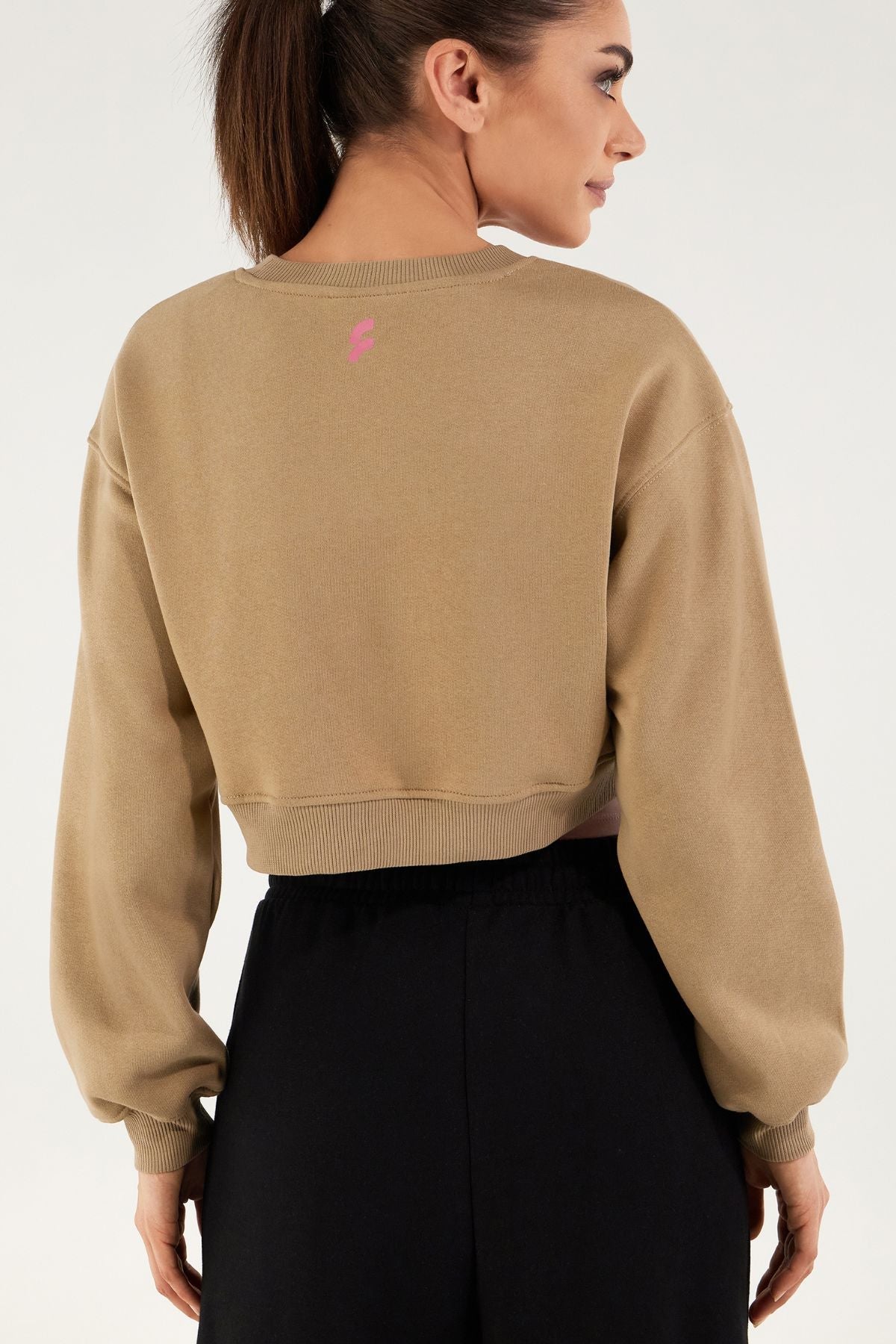 Beige Cropped Sweatshirt