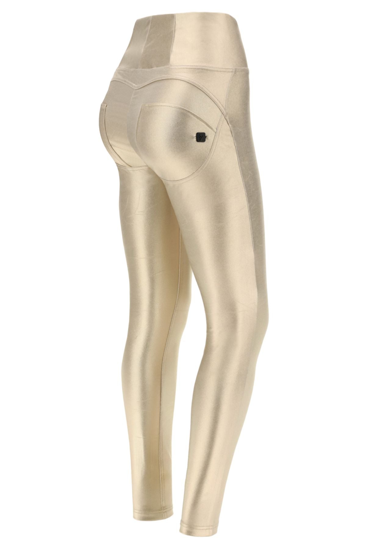 Freddy WR.UP® gold metallic faux leather high waist trousers – view 3