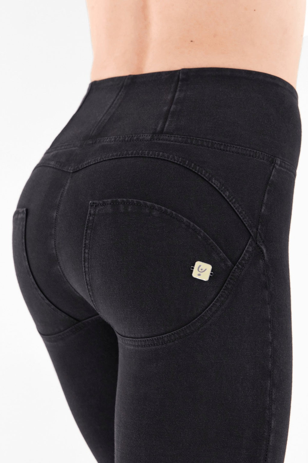 Freddy WR.UP® black denim black stitch high rise super skinny jeans – view 2