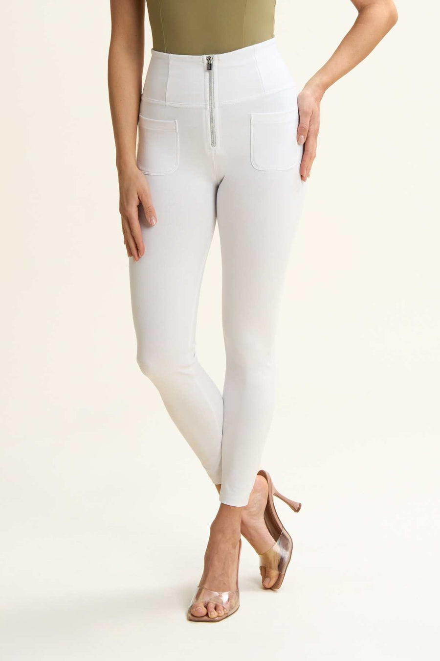 Limited Edition White High Rise with Front Pocket 7/8 Ankle Length