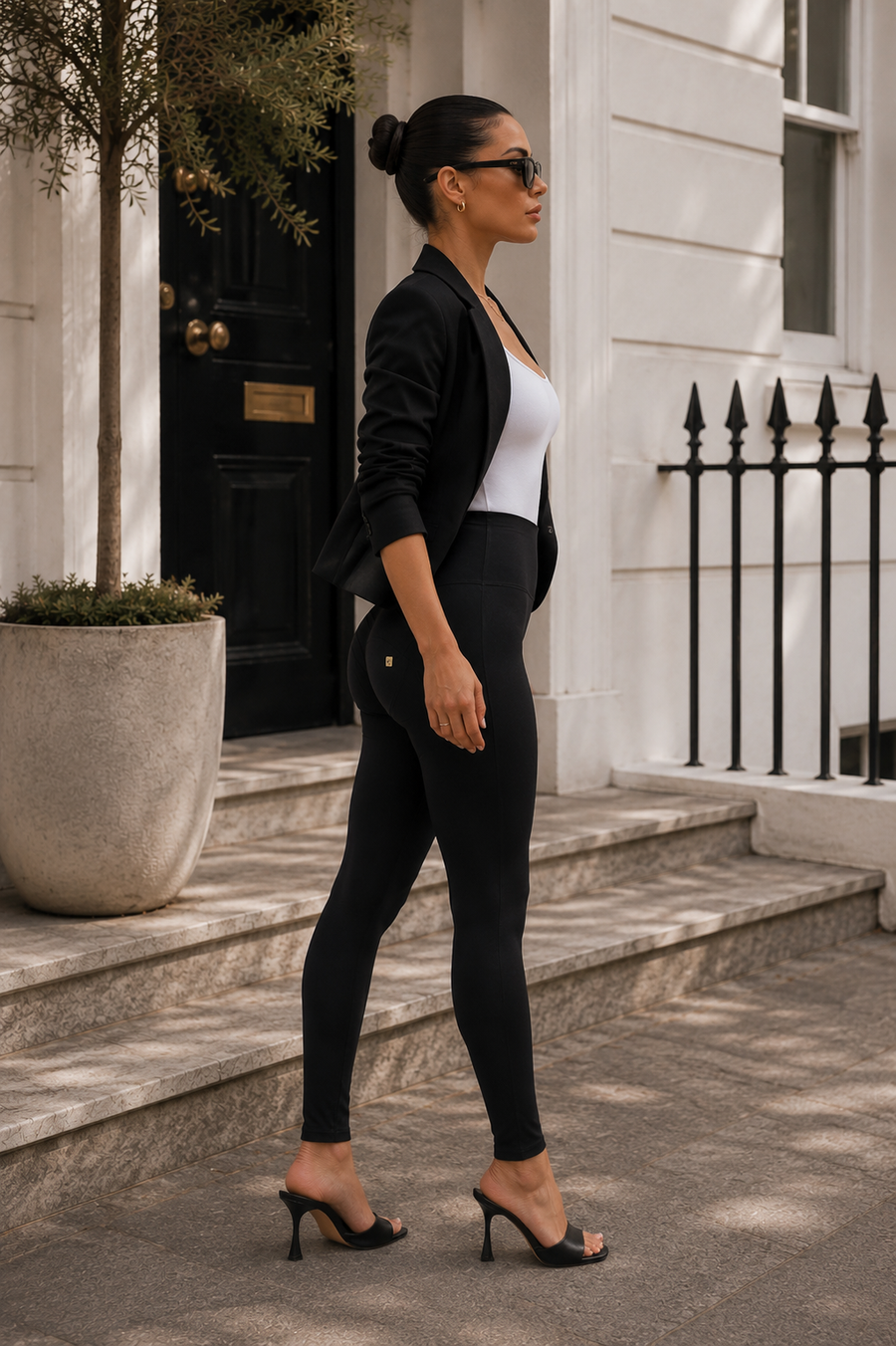 Black Cotton High Waist Full Length