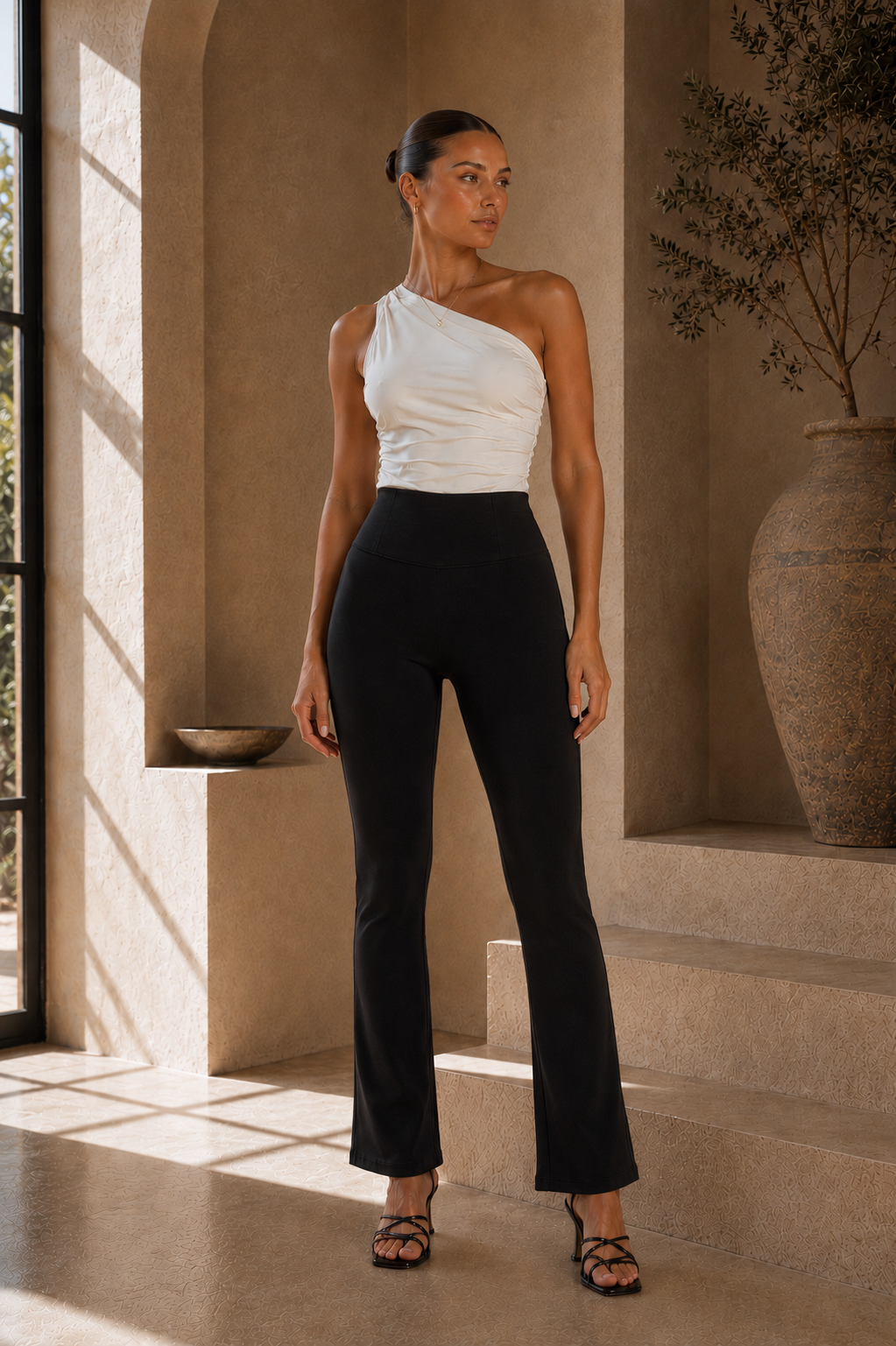 Freddy WR.UP® black cotton high waist cropped bootcut trousers