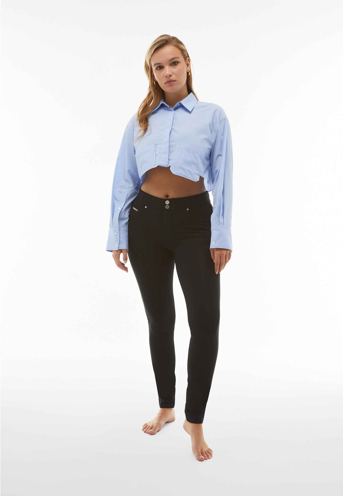 Freddy N.O.W black cotton 5 pocket regular rise trousers – view 3