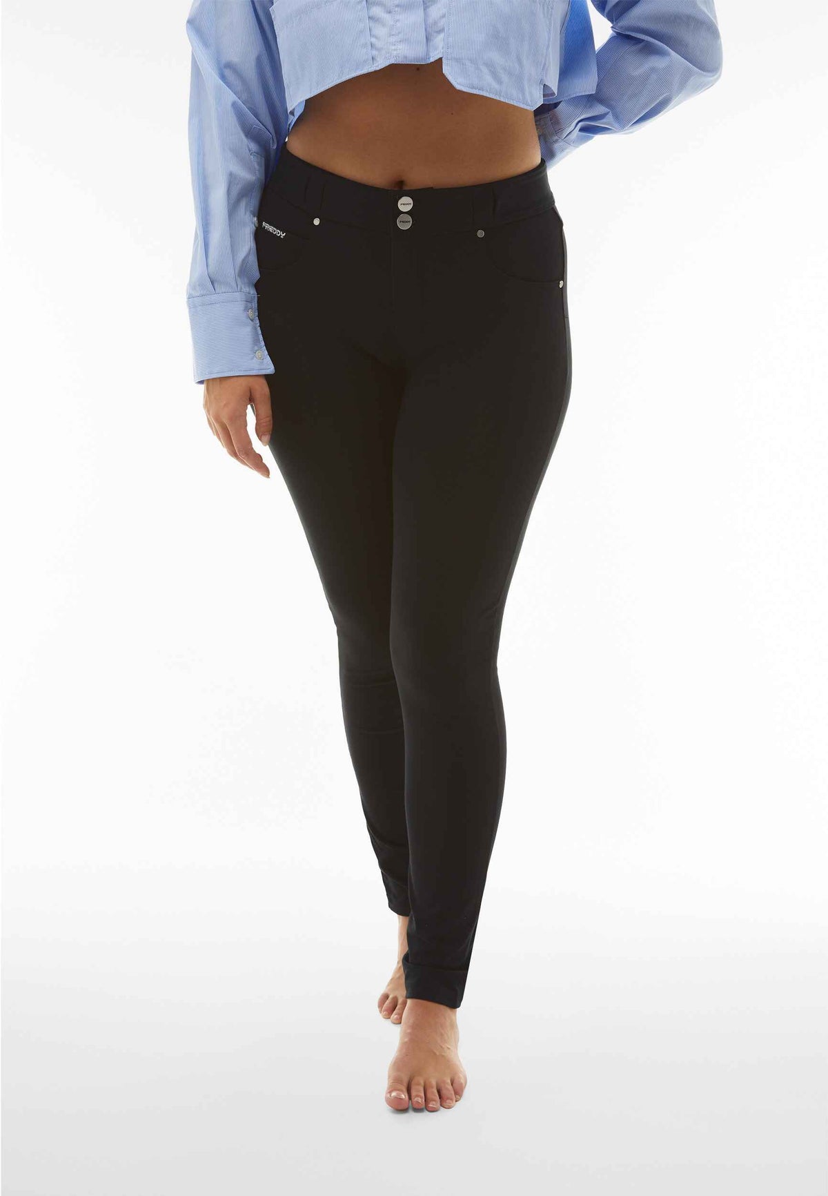 Freddy N.O.W black cotton 5 pocket regular rise trousers – view 5