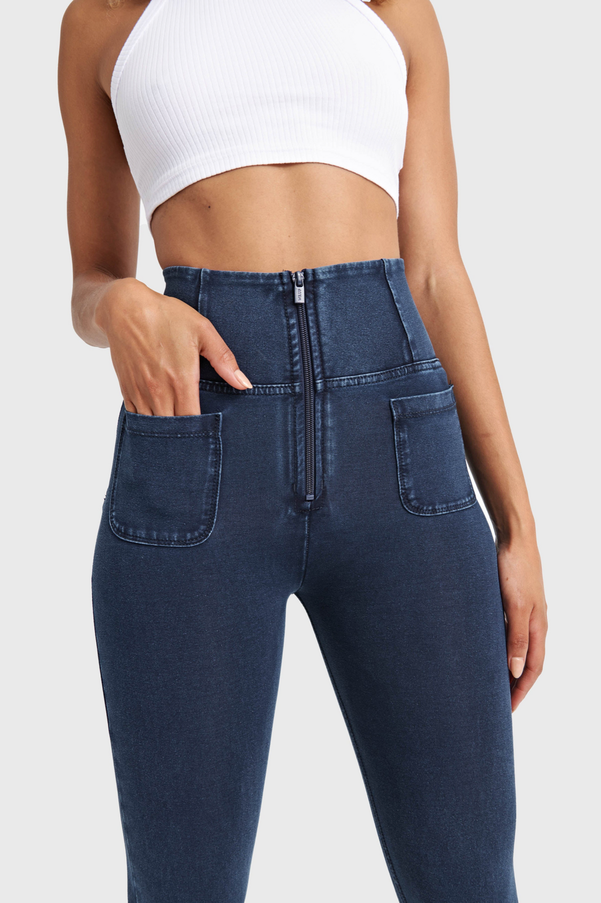 Freddy super high rise denim 7/8 ankle jeans with front pocket – view 2