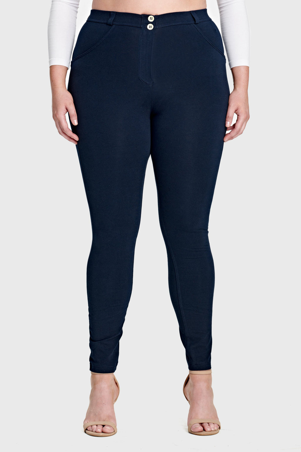 Freddy WR.UP® curvy fit navy cotton mid rise ankle trousers – view 4