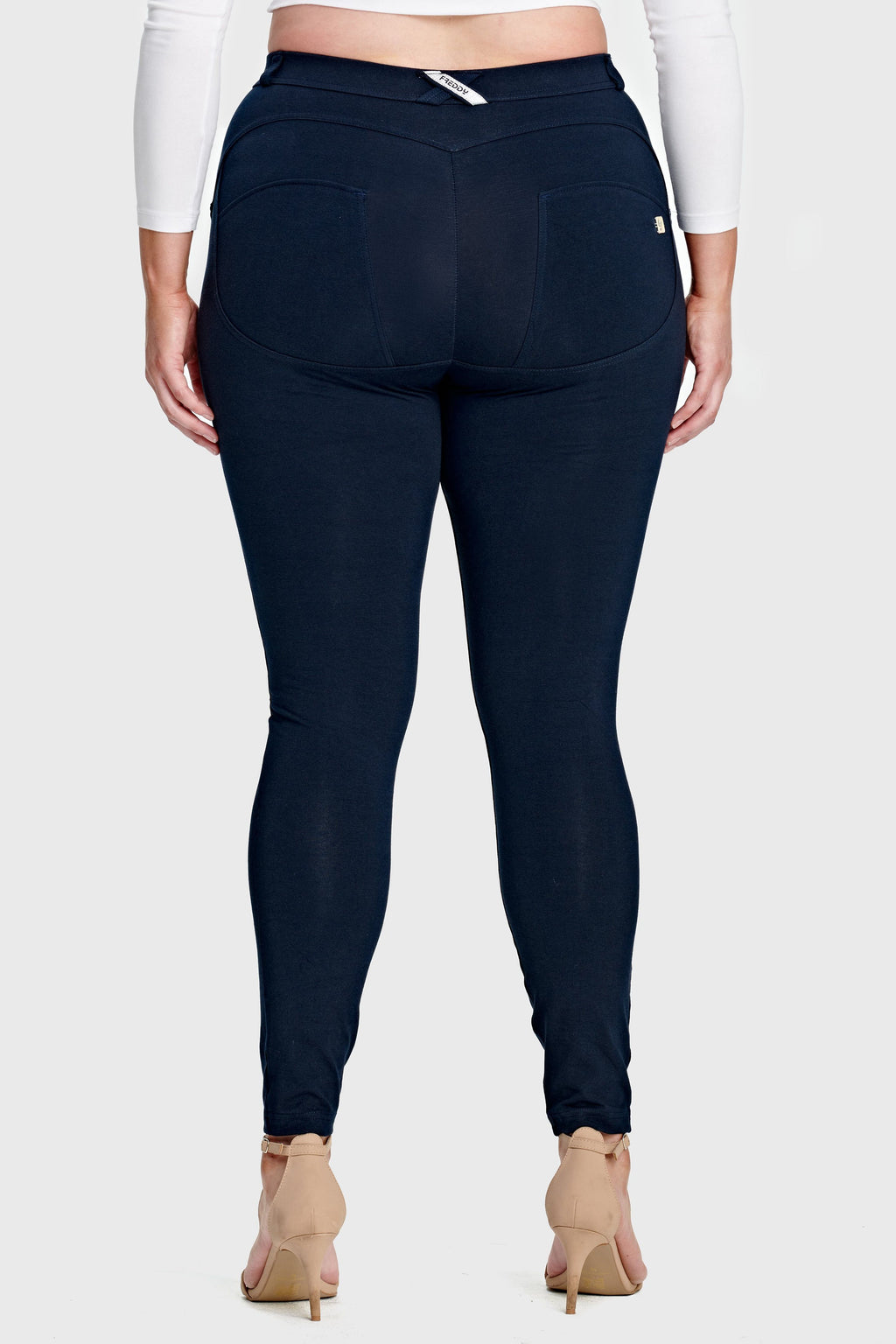 Freddy WR.UP® curvy fit navy cotton mid rise ankle trousers – view 6