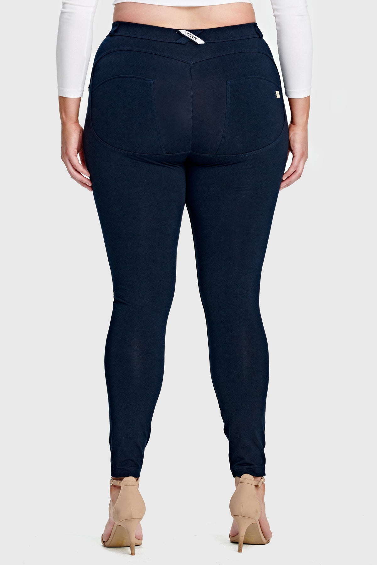 Freddy WR.UP® curvy fit navy cotton mid rise ankle trousers – view 6
