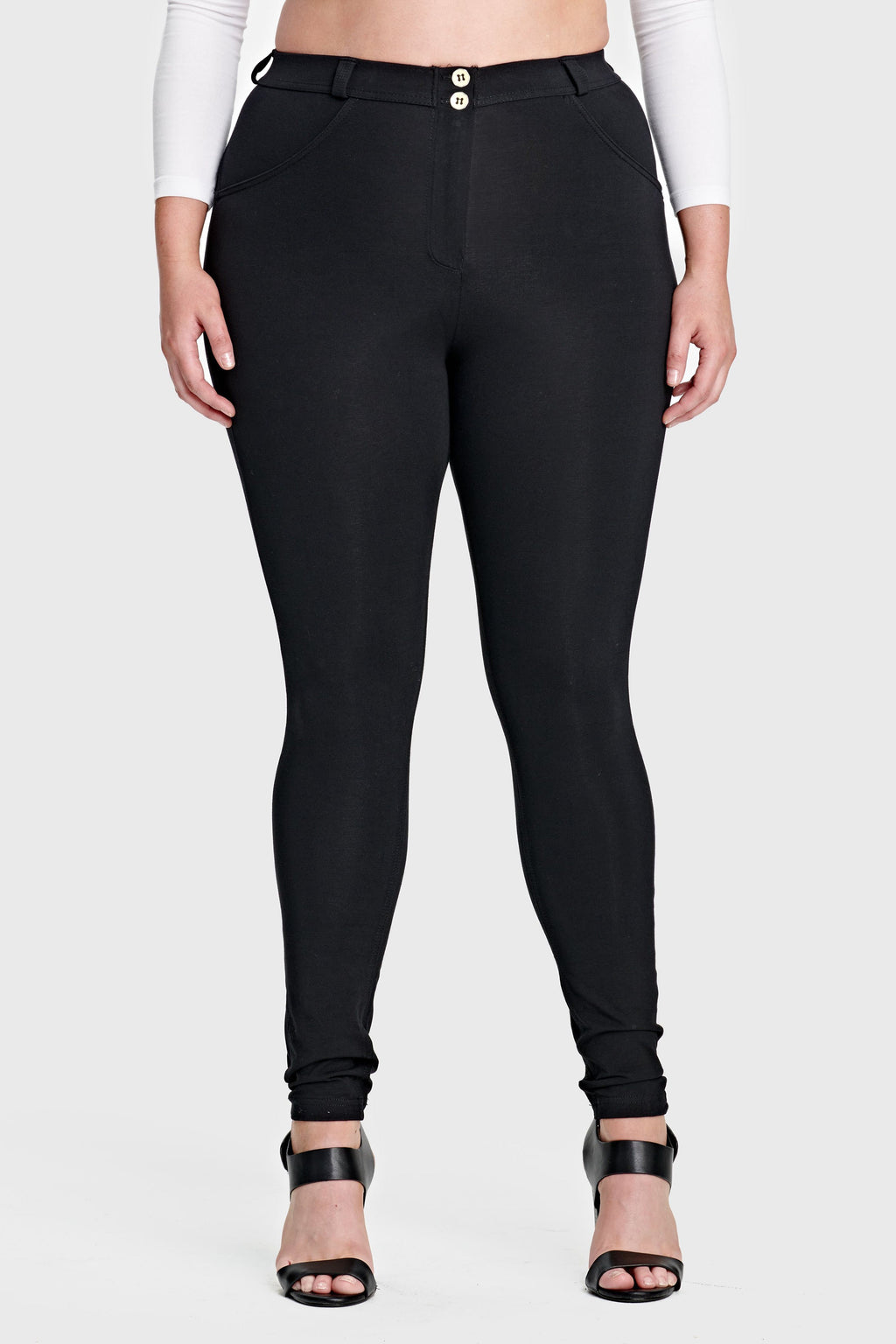 Freddy WR.UP® hourglass fit black cotton mid rise trousers – view 8
