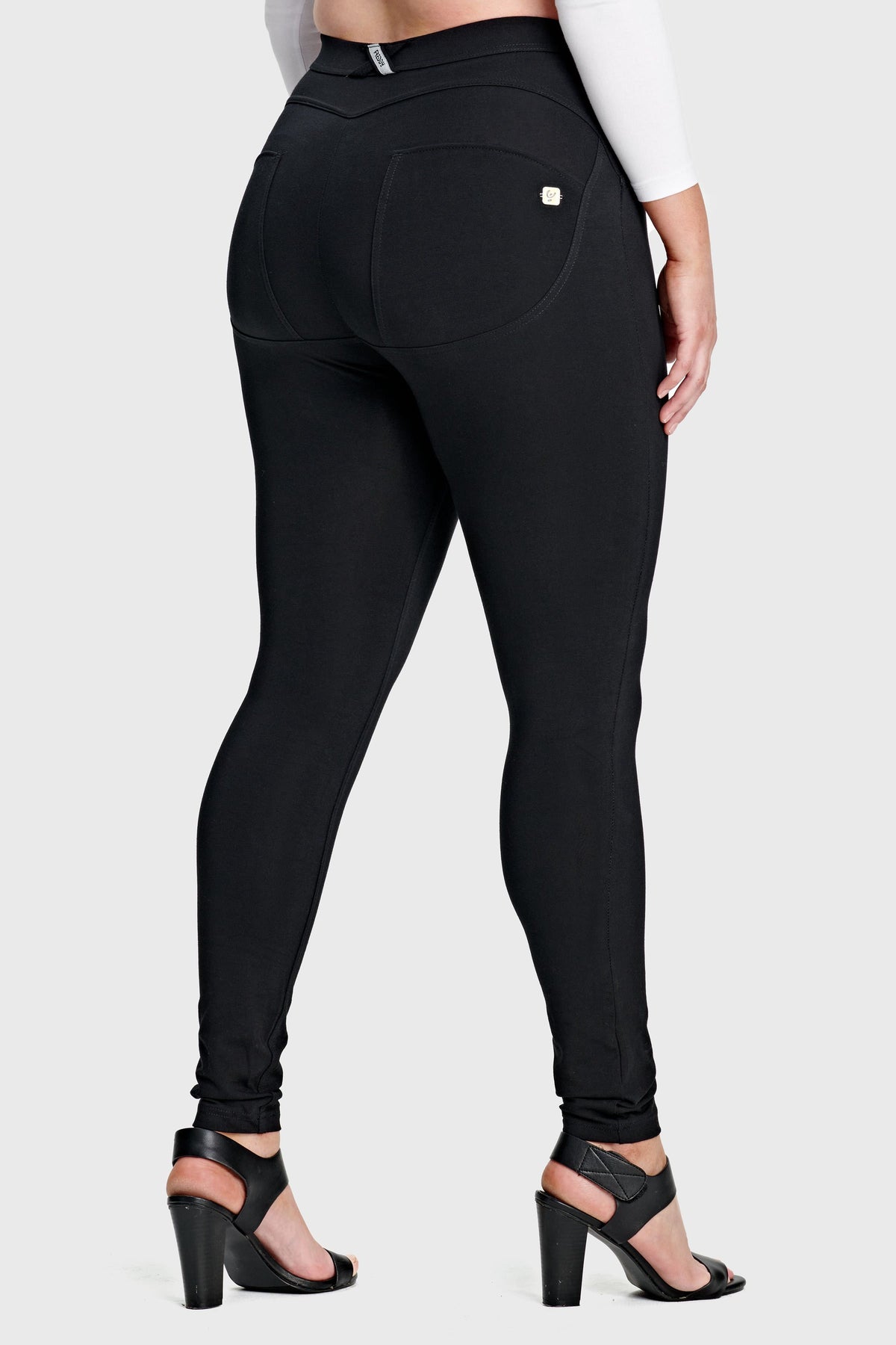 Freddy WR.UP® hourglass fit black cotton mid rise trousers – view 5